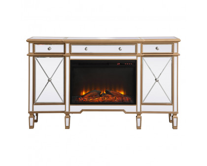 Elegant - Contempo Mirrored Credenza with Wood Fireplace (PNT-MF61060)