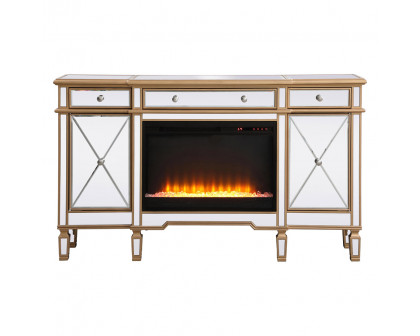 Elegant - Contempo Mirrored Credenza with Wood Fireplace (PNT-MF61060)