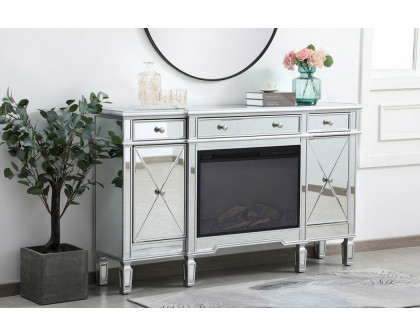 Elegant - Contempo Mirrored Credenza with Wood Fireplace (PNT-MF61060)