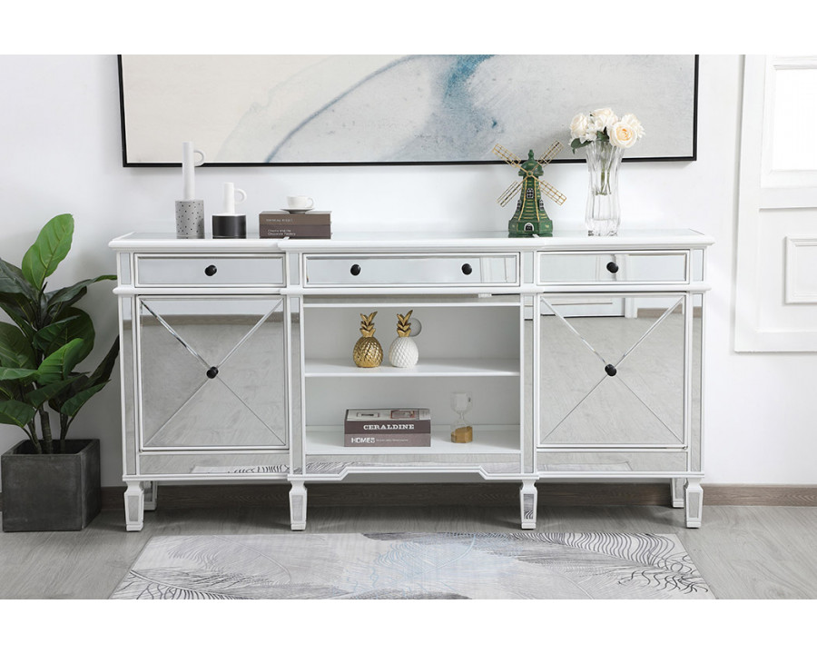 Elegant Contempo 72" Mirrored Credenza - White (MF61072AW)