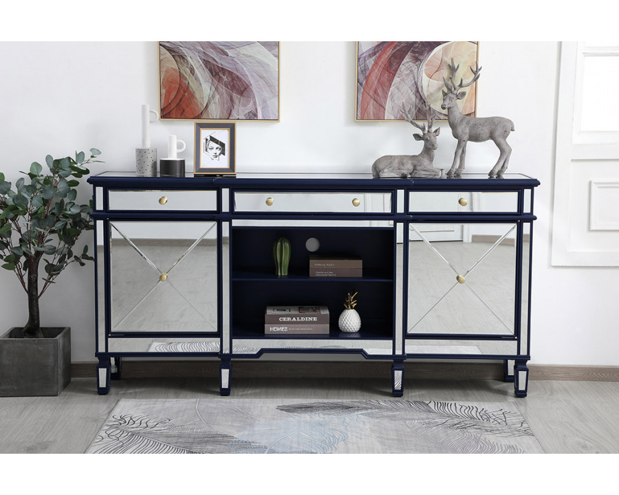 Elegant Contempo 72" Mirrored Credenza - Blue (MF61072BL)