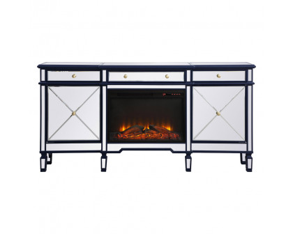 Elegant - Contempo Mirrored Credenza with Wood Fireplace (PNT-MF61072)