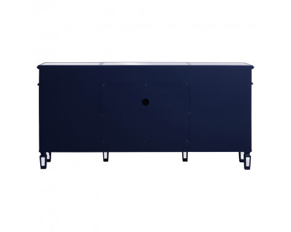 Elegant Contempo 72" Mirrored Credenza with Wood Fireplace - Blue (MF61072BL-F1)