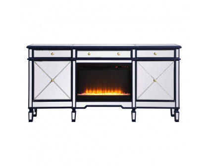 Elegant - Contempo Mirrored Credenza with Wood Fireplace (PNT-MF61072)