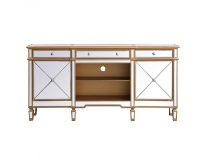 Elegant - Contempo Mirrored Credenza with Wood Fireplace (PNT-MF61072)