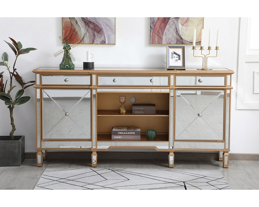 Elegant Contempo 72" Mirrored Credenza - Gold (MF61072G)