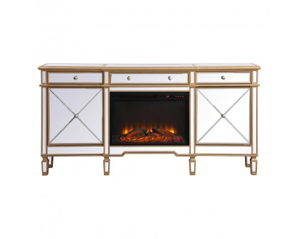 Elegant - Contempo Mirrored Credenza with Wood Fireplace (PNT-MF61072)