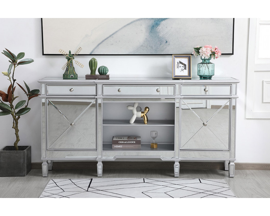 Elegant Contempo 72" Mirrored Credenza - Silver (MF61072SC)