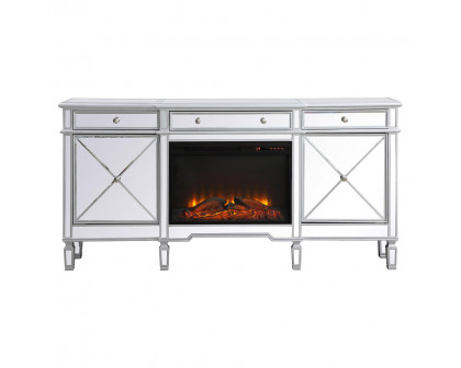 Elegant - Contempo Mirrored Credenza with Wood Fireplace (PNT-MF61072)