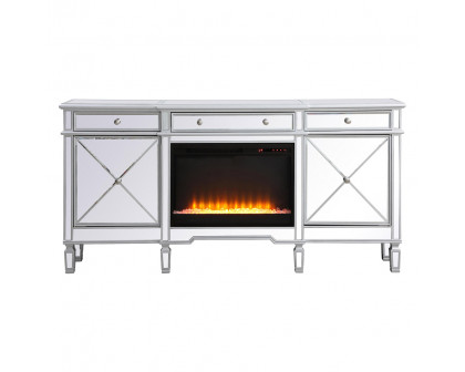 Elegant - Contempo Mirrored Credenza with Wood Fireplace (PNT-MF61072)