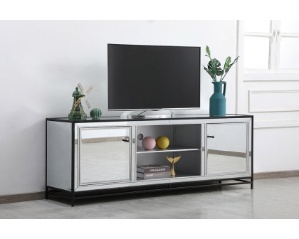 Elegant James 72" Mirrored TV Stand - Black (MF70172BK)