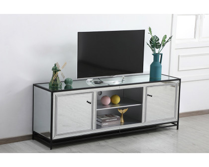 Elegant James 72" Mirrored TV Stand - Black (MF70172BK)