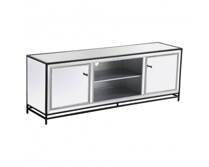 Elegant James 72" Mirrored TV Stand - Black (MF70172BK)