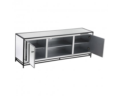 Elegant James 72" Mirrored TV Stand - Black (MF70172BK)