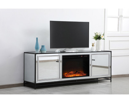 Elegant James 72" Mirrored TV Stand - Black (MF70172BK-F1)