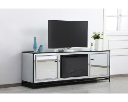 Elegant James 72" Mirrored TV Stand - Black (MF70172BK-F1)