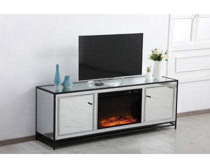 Elegant James 72" Mirrored TV Stand - Black (MF70172BK-F1)