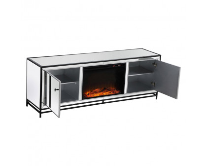 Elegant James 72" Mirrored TV Stand - Black (MF70172BK-F1)