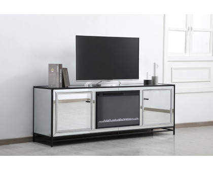 Elegant James 72" Mirrored TV Stand - Black (MF70172BK-F2)