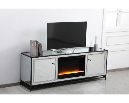 Elegant James 72" Mirrored TV Stand - Black (MF70172BK-F2)