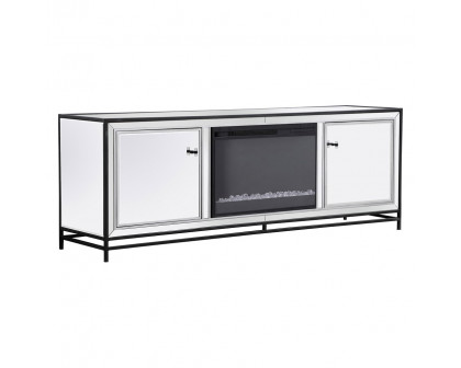 Elegant James 72" Mirrored TV Stand - Black (MF70172BK-F2)