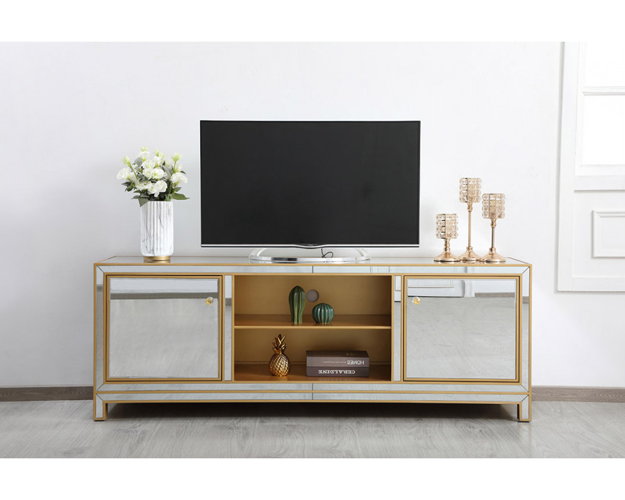 Elegant James 72" Mirrored TV Stand - Gold (MF70172G)