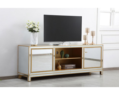 Elegant James 72" Mirrored TV Stand - Gold (MF70172G)