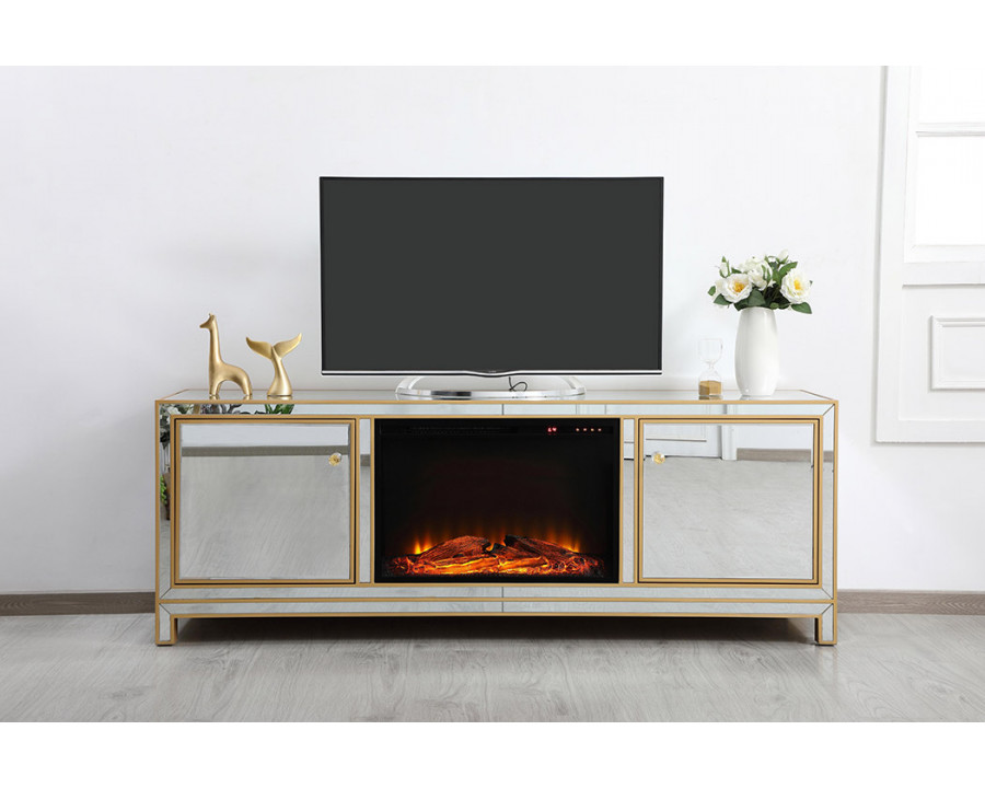 Elegant James 72" Mirrored TV Stand - Gold (MF70172G-F1)