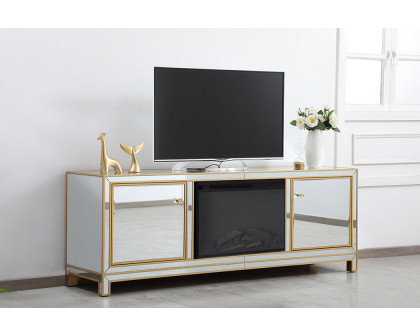 Elegant James 72" Mirrored TV Stand - Gold (MF70172G-F1)