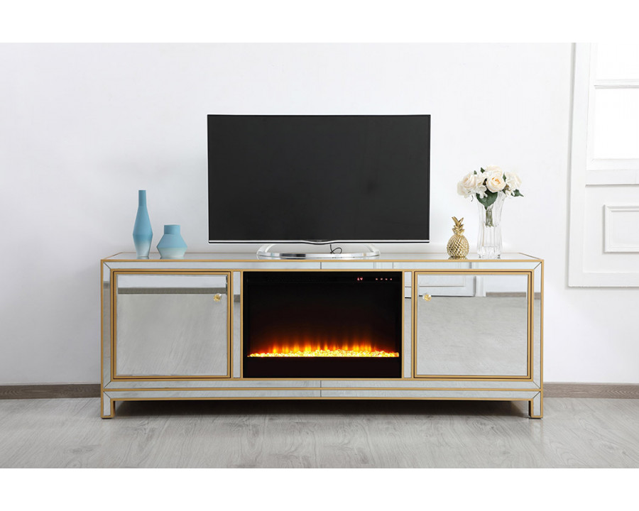 Elegant James 72" Mirrored TV Stand - Gold (MF70172G-F2)