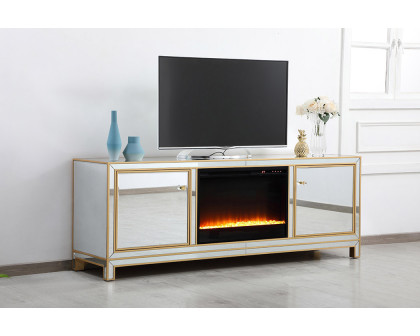 Elegant James 72" Mirrored TV Stand - Gold (MF70172G-F2)