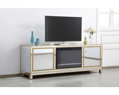 Elegant James 72" Mirrored TV Stand - Gold (MF70172G-F2)