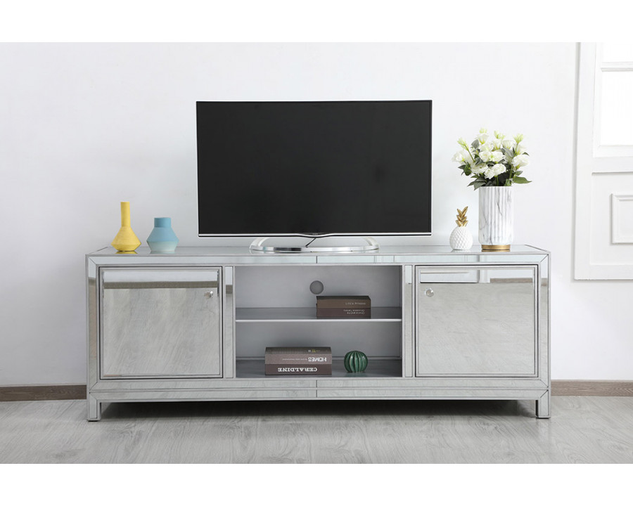 Elegant James 72" Mirrored TV Stand - Silver (MF70172S)