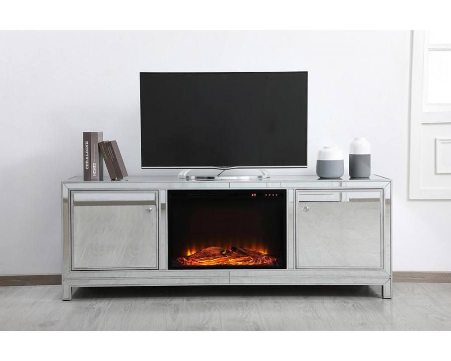 Elegant James 72" Mirrored TV Stand - Silver (MF70172S-F1)