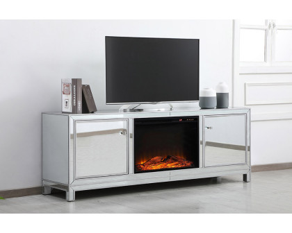 Elegant James 72" Mirrored TV Stand - Silver (MF70172S-F1)