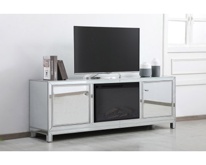 Elegant James 72" Mirrored TV Stand - Silver (MF70172S-F1)