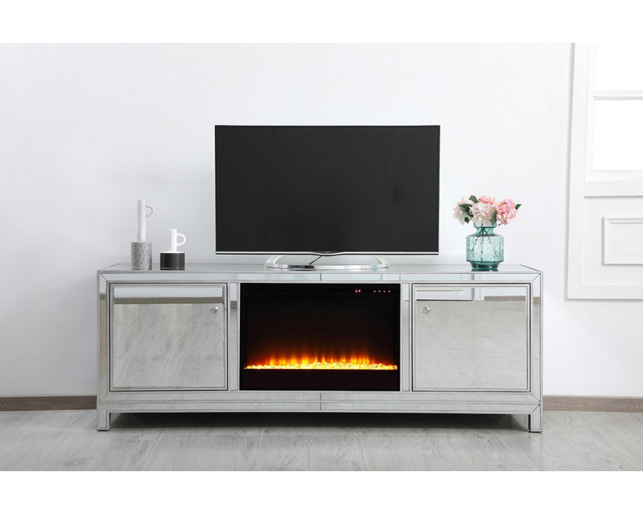 Elegant James 72" Mirrored TV Stand - Silver (MF70172S-F2)