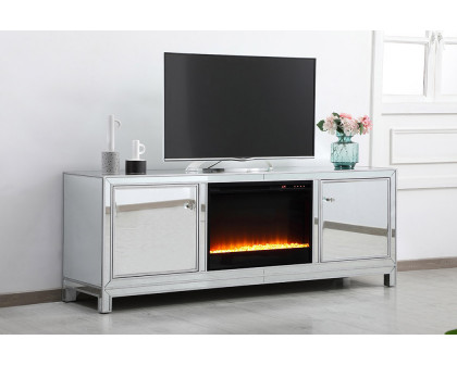 Elegant James 72" Mirrored TV Stand - Silver (MF70172S-F2)