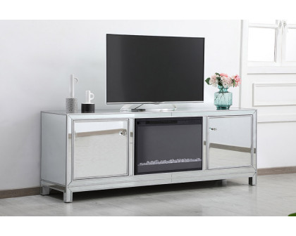 Elegant James 72" Mirrored TV Stand - Silver (MF70172S-F2)