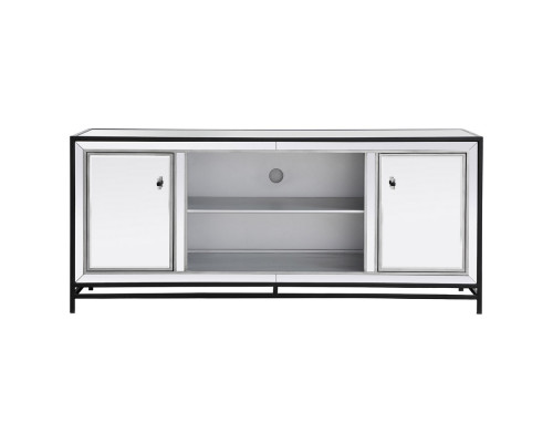 Elegant 60" Mirrored TV Stand - Black (MF701BK)