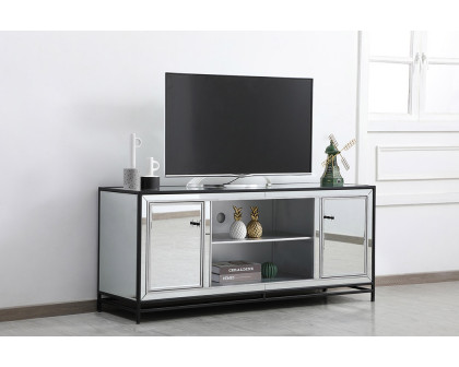 Elegant 60" Mirrored TV Stand - Black (MF701BK)