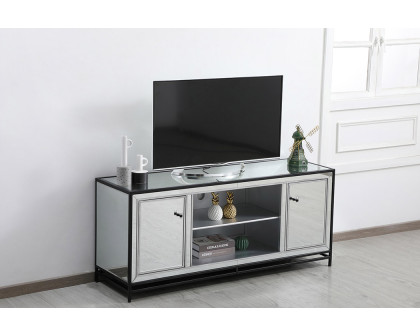 Elegant 60" Mirrored TV Stand - Black (MF701BK)