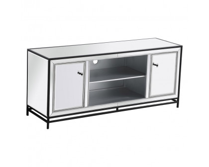 Elegant 60" Mirrored TV Stand - Black (MF701BK)