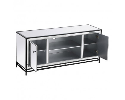 Elegant 60" Mirrored TV Stand - Black (MF701BK)