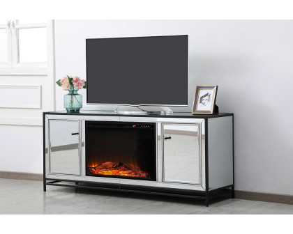 Elegant 60" Mirrored TV Stand - Black (MF701BK-F1)