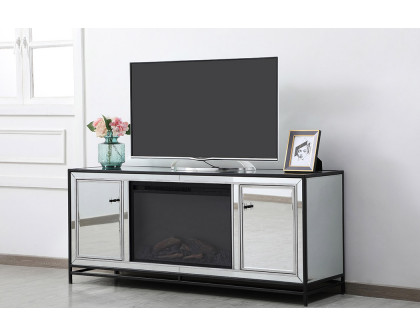 Elegant 60" Mirrored TV Stand - Black (MF701BK-F1)