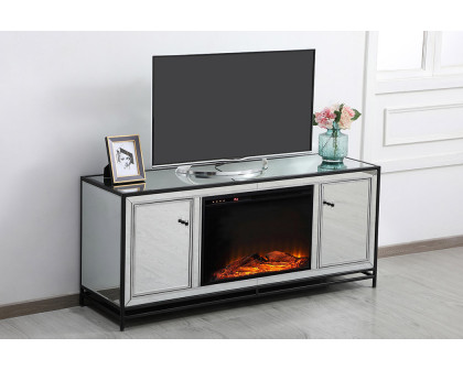 Elegant 60" Mirrored TV Stand - Black (MF701BK-F1)