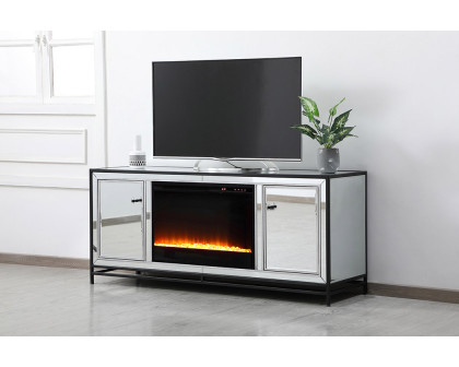 Elegant 60" Mirrored TV Stand - Black (MF701BK-F2)