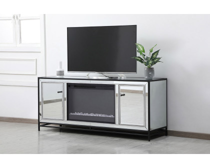 Elegant 60" Mirrored TV Stand - Black (MF701BK-F2)