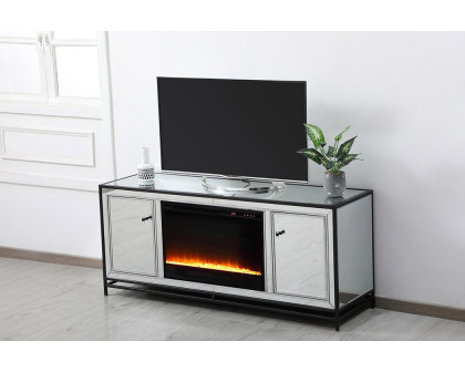 Elegant 60" Mirrored TV Stand - Black (MF701BK-F2)